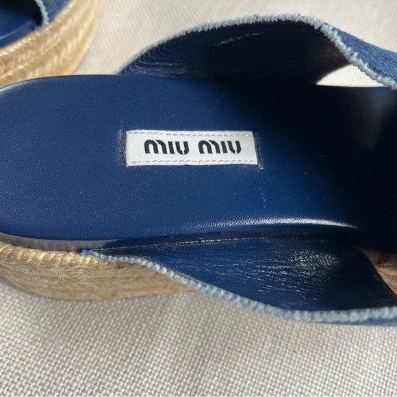 Miu Miu Sandals Espadrille Flatform Blue Denim US 9 39 - Picture 7 of 9